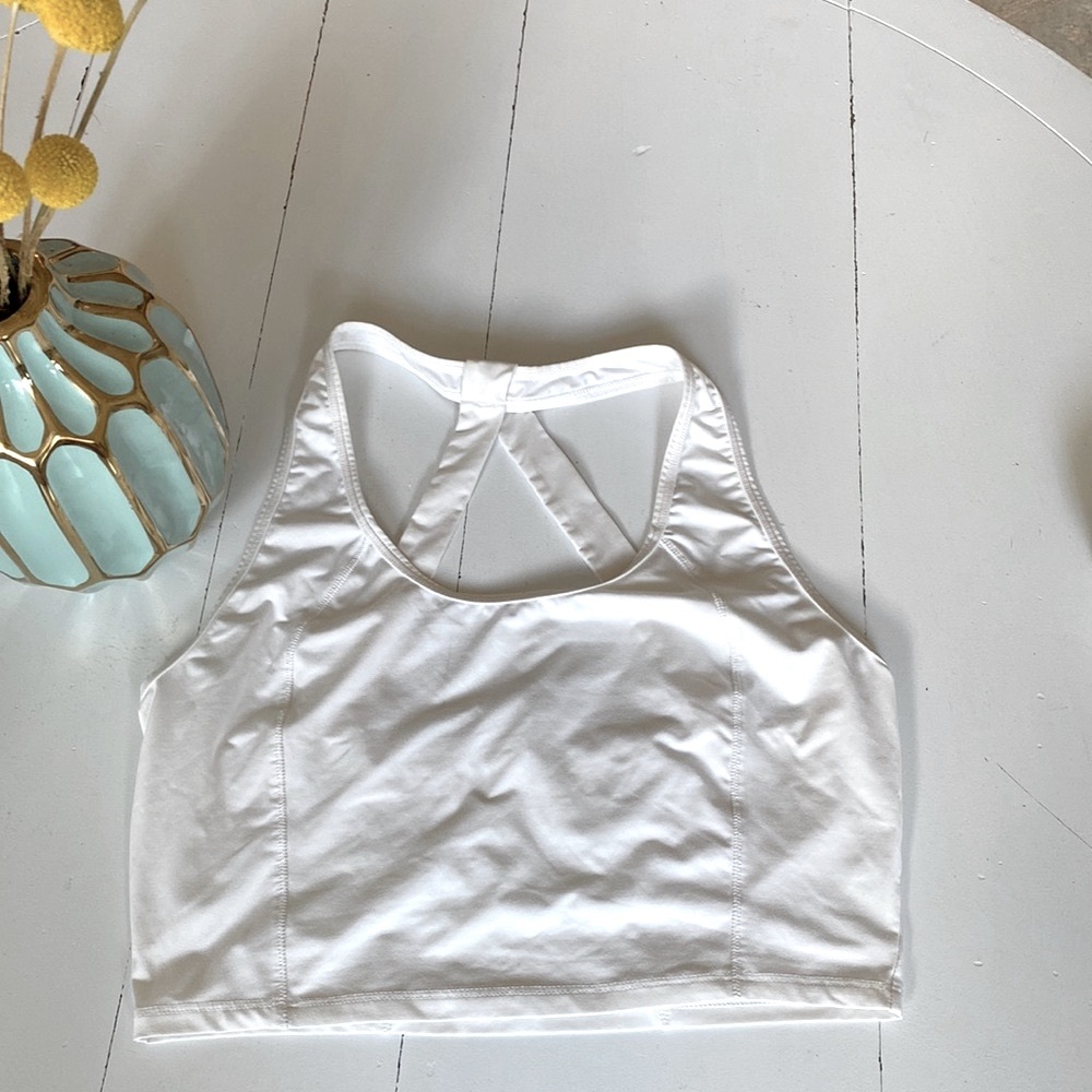ALO, unlined cropped top, white, size: small